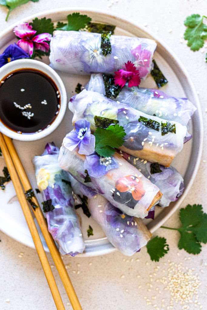 delicious smoked tofu rice paper rolls